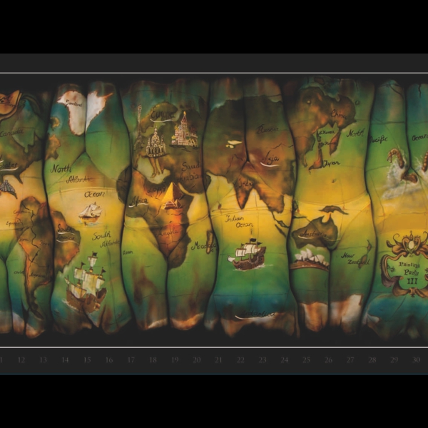 025 Bodypainting Kalender Weltkarte