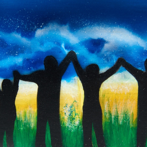 004 Kunst Airbrush Spende Holzhaus Gestaltung Bemalung Sonderaktion Kirche Opferkästchen Gemeinsam Stark